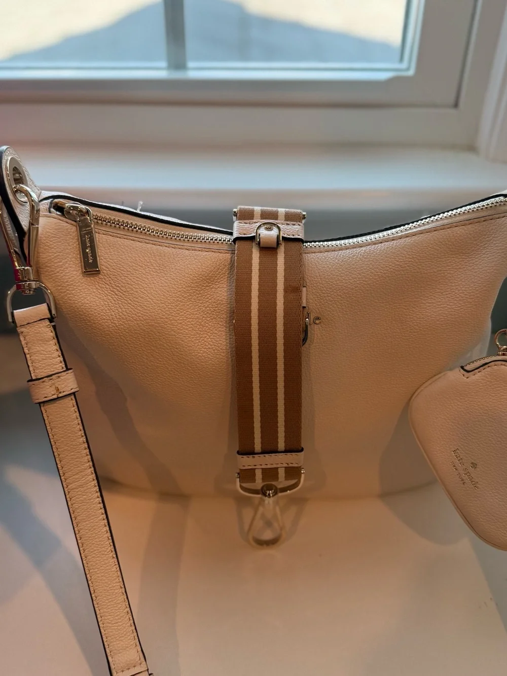Kate Spade Emma Cream Leather Shoulder Bag with Coin Pouch
